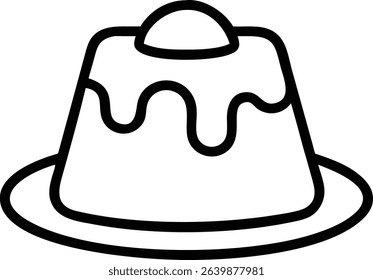 Simple Black Outline Puddings Dessert Shape Icon on White Background Illustration