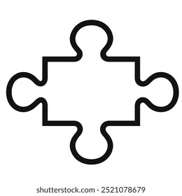 Um simples contorno preto de uma peça de quebra-cabeça, simbolizando conexão e resolução de problemas.