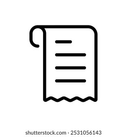 Icono de papel de Comprobante de contorno negro simple. Icono de comercio electrónico y compras