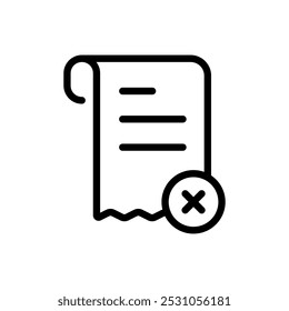 Icono de papel de Comprobante de contorno negro simple. Icono de comercio electrónico y compras