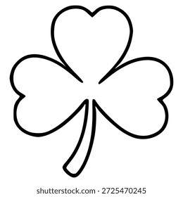 Einfache schwarze Umriss Shamrock Vektorgrafik für St. Patrick's Day.