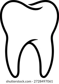 Esquema negro simple de un solo diente con una silueta de ilustración dental, disponible para obtención de licencias comercial.
