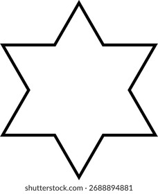 Diseño de Vector de estrellas de seis puntas de contorno negro simple sobre fondo blanco