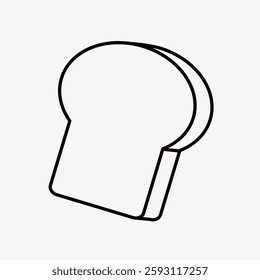 Simple black outline of a slice of bread on a white background. Bread slice icon with minimalistic design. Bread illustration, basic and clean. Vector illustration.