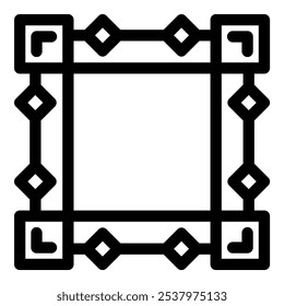 Simples moldura quadrada de contorno preto é decorado com um padrão repetitivo de linhas conectadas e diamantes