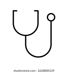Simple Black Outline Stethoscope Icon Representing Healthcare and Medicine