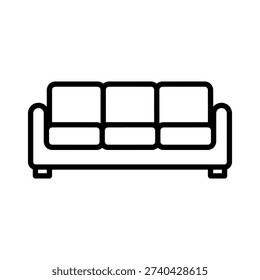 Simple black outline of a three seater sofa modern furniture design silhouette