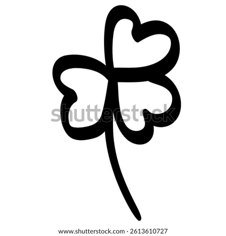 Simple black outline of a three-leaf clover, each leaf shaped like a heart, with a single stem.