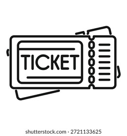 O contorno preto simples de um ticket com linha pontilhada para arrancar o stub representa o conceito de controle de ticket