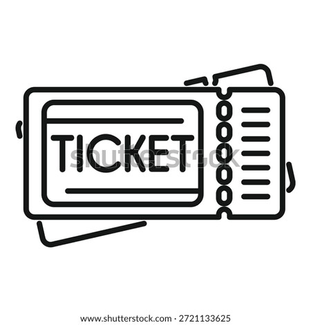 Simple black outline of a ticket with dotted line for tearing off stub is depicting the concept of ticket control
