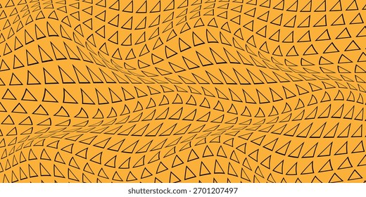 Patrón de onda de triángulo de contorno negro simple en naranja para fondo de póster de Anuncio.