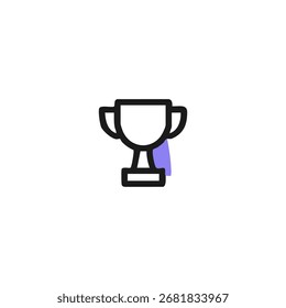 Trofeo de contorno negro simple con una cinta de color púrpura claro