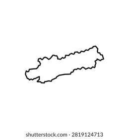 Simple black outline vector of an elongated island landmass shape