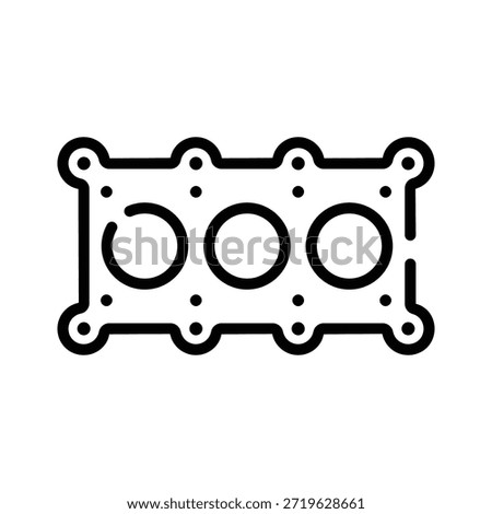 A simple, black outline vector graphic of a cylinder head gasket.