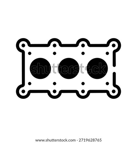 A simple, black outline vector graphic of a cylinder head gasket.