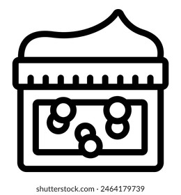 Simple black outline vector icon representing a closed jar of preserved food with label