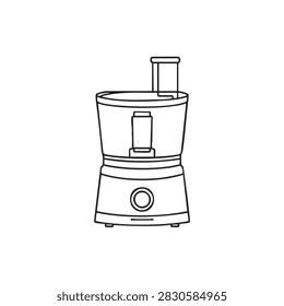 Simple black outline vector icon of a food processor kitchen appliance with processor appliance electric equipment isolated minimalist illustration