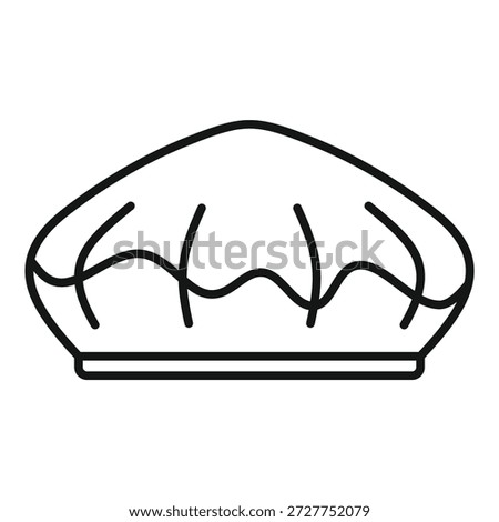 Simple black outline vector icon representing a classic french beret hat, often worn by artists