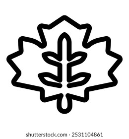 Ilustración vectorial de contorno negro simple de una hoja, adecuada para su uso en diseños relacionados con la naturaleza, las plantas o el medio ambiente