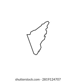 Simple black outline vector of a triangular shaped island or landmass