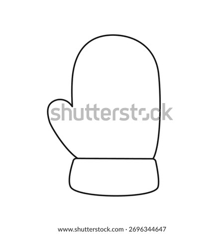 Simple Black Outline Winter Mittens Vector, Minimal Kids Coloring Illustration