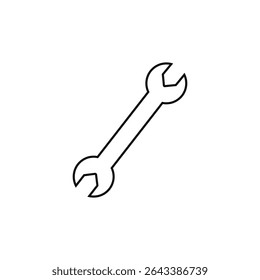 A simple black outline of a wrench.
