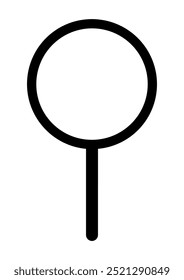 Simple black outlined circle with a horizontal line inside a vertical rectangle on a white background. Ideal for maps, navigation, directions, location markers, and basic graphic designs. Minimalist