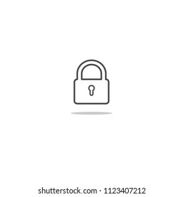 Simple black outlined isolated lock icon illustration