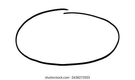Simple black oval shape drawn on a white background, creating a minimalist frame for text or design elements, effectively highlighting important information or ideas