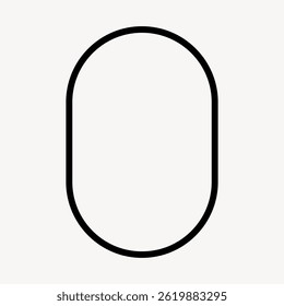 Simple black oval shape on a white background. Oval design, minimalistic style. Black oval, white backdrop. Oval shape, clean and basic design. Frame with copy space. Frame vector.