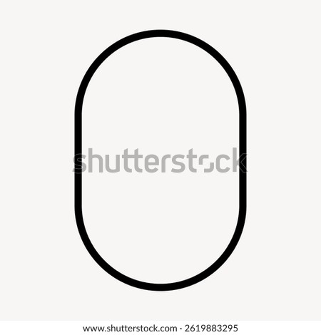 Simple black oval shape on a white background. Oval design, minimalistic style. Black oval, white backdrop. Oval shape, clean and basic design. Frame with copy space. Frame vector.