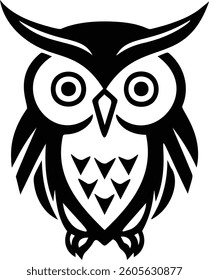 A Simple Black Owl Icon Vector Illustration for Logos 