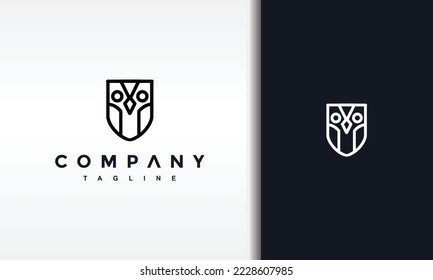 simple black owl line logo	