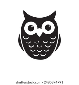 simple black Owl silhouette on white background