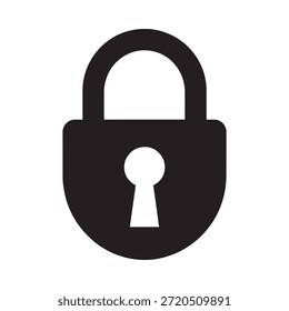 Un simple icono de candado negro con una cerradura que representa la seguridad y la protección