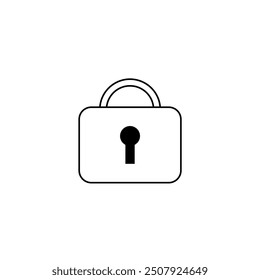 Simple black padlock icon on a white background, symbolizing security, privacy, or data protection. The minimalist design is suitable for cybersecurity or safety themes.