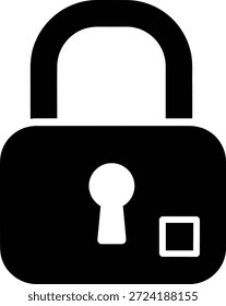 Un simple icono de candado negro que representa la seguridad y la privacidad para la protección digital y experiencias en línea seguras