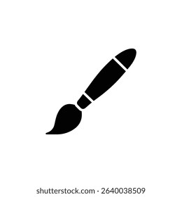 A simple black paintbrush silhouette displayed against a clean white background. It's a recognizable icon for art, painting, creativity, and design-related themes.