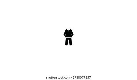 Una simple ilustración de icono de conjunto de pijama negro que representa la silueta relajada de la ropa de dormir