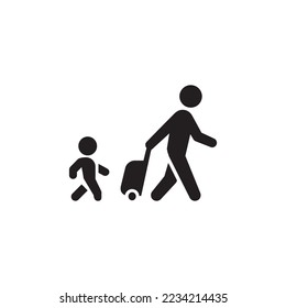 simple black parents and child icon design template