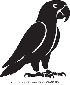 Simple black Parrot Silhouette vector illustration and Art