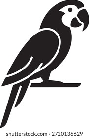 Einfache schwarze Papagei Silhouette Vektorgrafik auf weißem Hintergrund