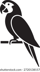 Simple black parrot silhouette a vector illustration against a blank background