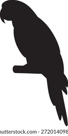 Silueta de loro negro simple una Ilustración vectorial contra un fondo en blanco. eps