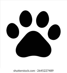 simple black paw print icon, vector illustration 