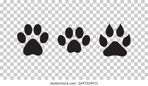 Simple black paw print illustration on a white background, dog cat paw icon print vector silhouette,vector illustration eps 10.
