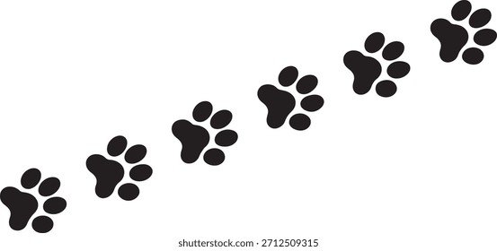 Simple black paw prints create a clear trail on a plain white background.