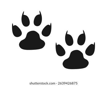 Simple black paw prints on white background animal tracks