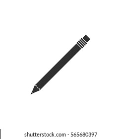 Simple black pencil icon isolated on White Background. Web site page and mobile app design element. Flat design.