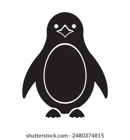 simple black penguin silhouette on white background